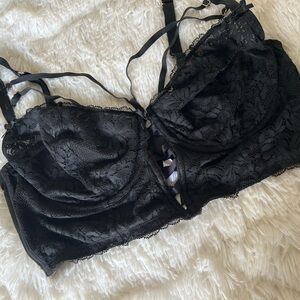 Cacique, 40DD, unlined balconette, black, lace & mesh, strappy, sexy bra